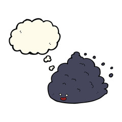 cartoon cloud character with thought bubble