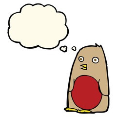 cartoon robin with thought bubble