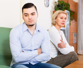 Quarrel of adult son and senior mother