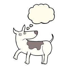 funny cartoon dog with thought bubble