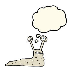 cartoon slug with thought bubble