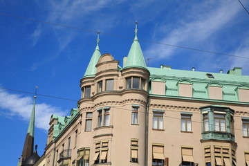 Fototapeta na wymiar Architectural detail in Strandvagen,Stockholm