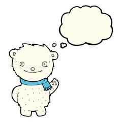 cartoon cute polar bear with thought bubble
