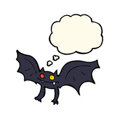 cartoon vampire bat with thought bubble