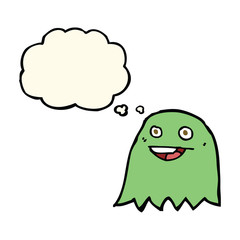 cartoon ghost with thought bubble