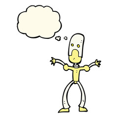 cartoon funny robot with thought bubble