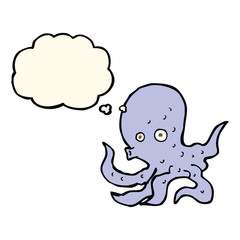 cartoon octopus with thought bubble