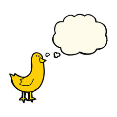 cartoon bird with thought bubble
