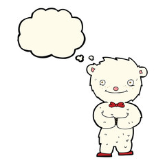 cartoon little polar bear with thought bubble