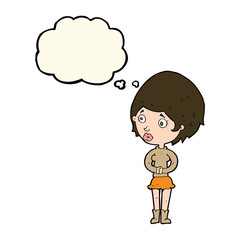 cartoon concerned woman with thought bubble