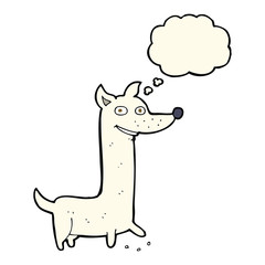 funny cartoon dog with thought bubble