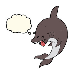 funny cartoon shark with thought bubble