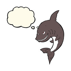 funny cartoon shark with thought bubble