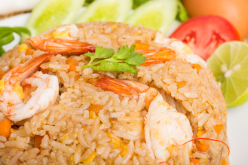 Special shrimp fried rice on white dish