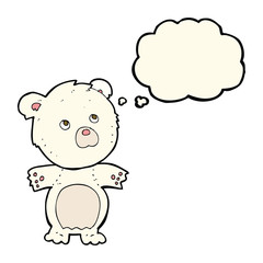 cartoon funny teddy bear with thought bubble