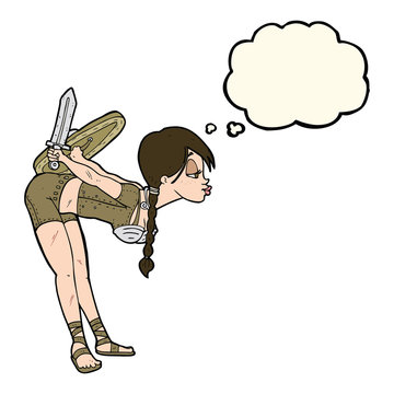 recommend clip art: cartoon viking girl bowing with thought bubble