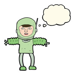 cartoon astronaut with thought bubble