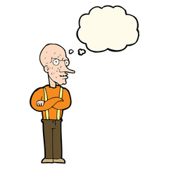 cartoon mean old man with thought bubble