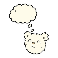 cartoon happy polar bear face with thought bubble