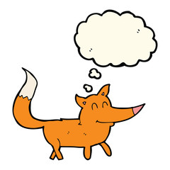cartoon little fox with thought bubble