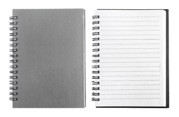 Note book on white background.