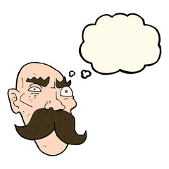 cartoon angry old man with thought bubble
