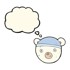 cartoon polar bear face with thought bubble