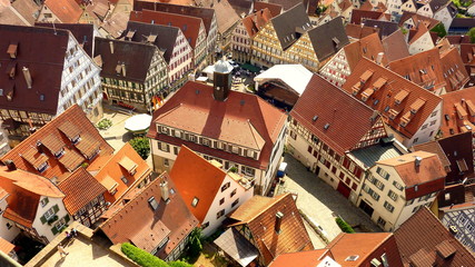 herrlicher Ausblick von Stadtkirche auf die Altstadt von Herrenberg