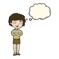 cartoon annoyed woman with thought bubble