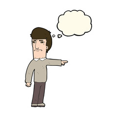 cartoon man pointing with thought bubble