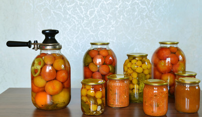 Home canned vegetables in the room