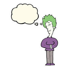 cartoon vampire with thought bubble