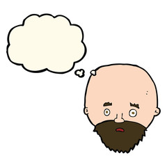 cartoon shocked man with beard with thought bubble