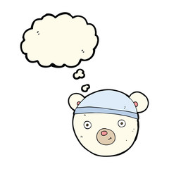 cartoon polar bear face with thought bubble