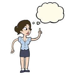 cartoon woman with great idea with thought bubble