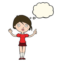 cartoon girl asking question with thought bubble