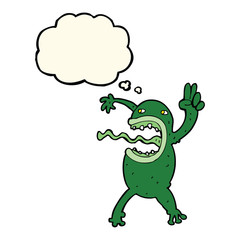 cartoon crazy frog with thought bubble