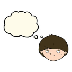 cartoon happy man with thought bubble
