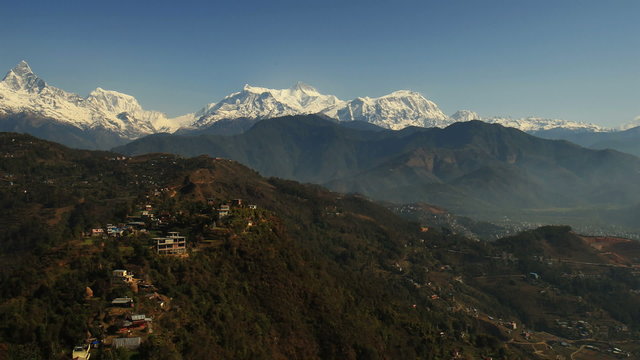Aerial View: mt.Machhapuchhre (Fishtail), Annapurna conservation area, Nepal. April 2014. Machhapuchhre is at the end of long spur ridge, coming south out of the main backbone of the Annapurna Himal.