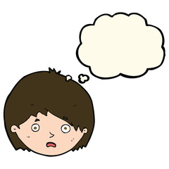 cartoon unhappy boy with thought bubble