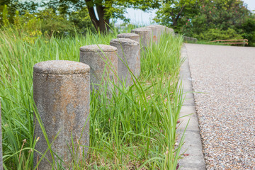 Poles lined the streets to prevent car break the curve.