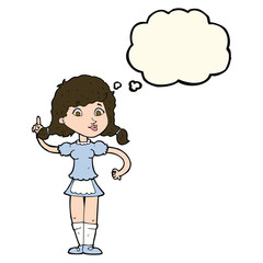 cartoon pretty maid woman with thought bubble