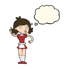 cartoon surprised maid with thought bubble