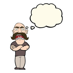 cartoon angry man with thought bubble
