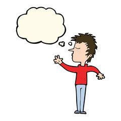 cartoon dismissive man with thought bubble