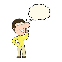 cartoon man with idea with thought bubble