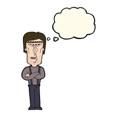 cartoon angry man with thought bubble