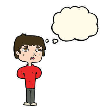 recommend clip art: cartoon unhappy man with thought bubble