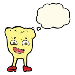 cartoon yellow tooth with thought bubble