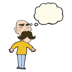 cartoon angry old man with thought bubble